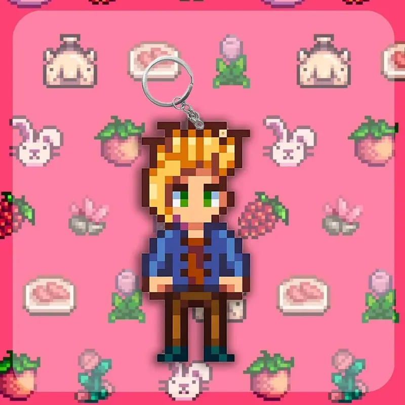 Alex Stardew Valley Schlüsselanhänger Elliott Spielfigur Anime Cartoon Cosplay Requisiten Haley Emily Pixel Student Kawaii Geburtstagsgeschenk