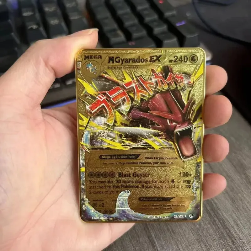 Pokemon Metal Game Collection Card Anime Figure Charizard Pikachu Blastoise Mewtwo Battle Collection Carte Card Toy Gift