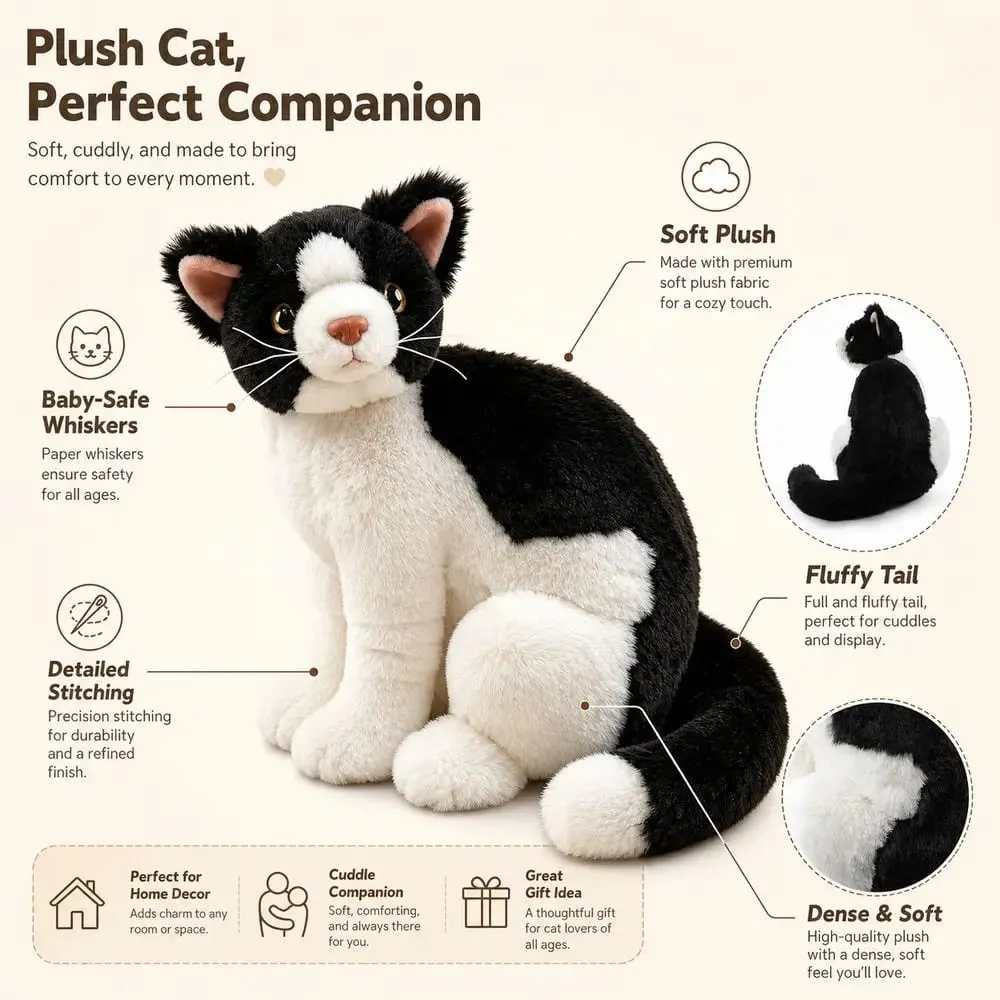 Plush Material Animal Body Pillow 10inch Soft Texture Poultry Throw Pillows Cute Design Cat Pattern Animal Cushion Doll Toys