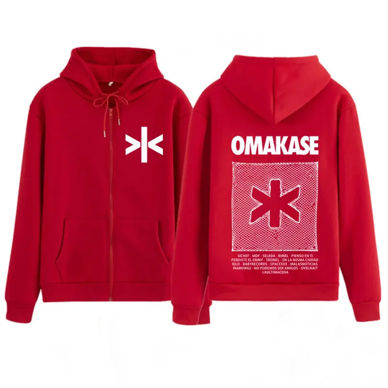 Alvaro Diaz Omakase 2026 Album Tour Print Zipper Hoodie Men Fashion Sweatshirts Long Sleeves Loose Casual Vintage Zip Up Jacket