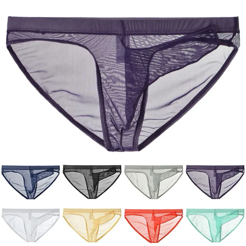 Men\'s Lightweight Mesh Briefs Transparent Elephant Nose Design Ultra Thin Breathable Quick Dry Low Waist Underpants