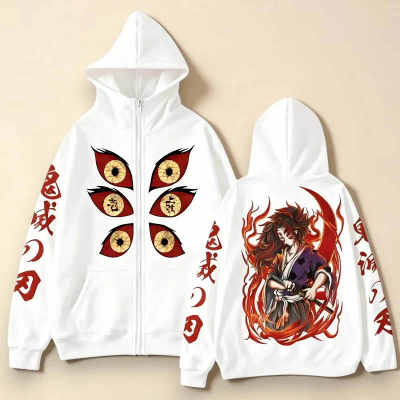 Demon Slayer Graphic Hoodie, Anime Zip Hoodie, Anime Lovers Gift