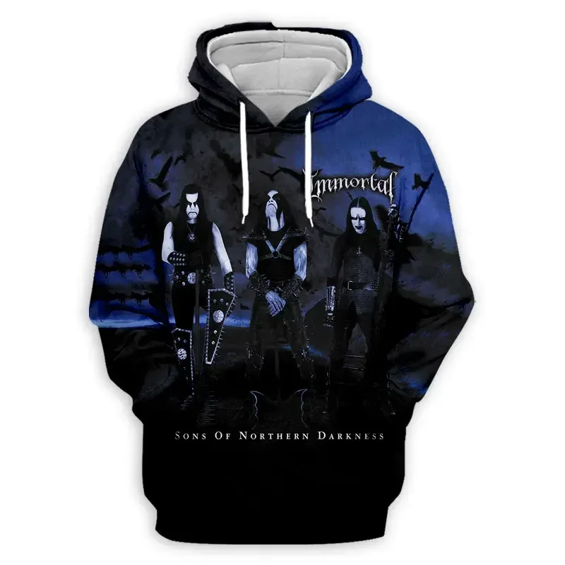 Black Metal Rock Immortal 3D Print Hoodies Men Women Fashion Casual Sweatshirts Oversized Hoodie Pullovers Tracksuit Clothing