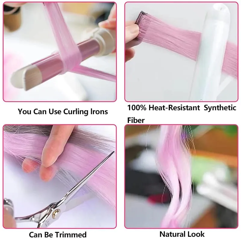 Pick dye wig piece female color hanging ear dye one-piece simulated long straight hair extension piece