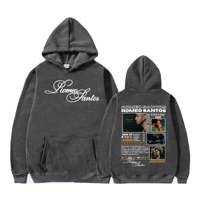 Rapper Romeo Santos The King Tormula Tour 2025 Graphic Hooded Sweatshirts for Men Women Fashion Hip Hop Streetwear Pullover Tops