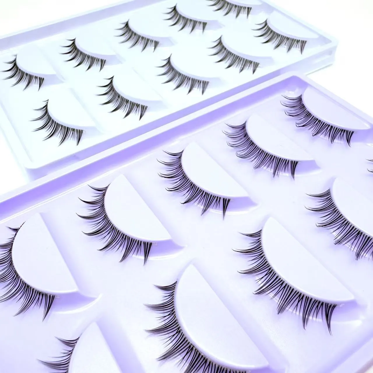 Weiche und natürliche Augenvergrößerung, 5 Paar falsche Wimpern, transparenter Stiel, weiche, natürliche Streifenwimpern