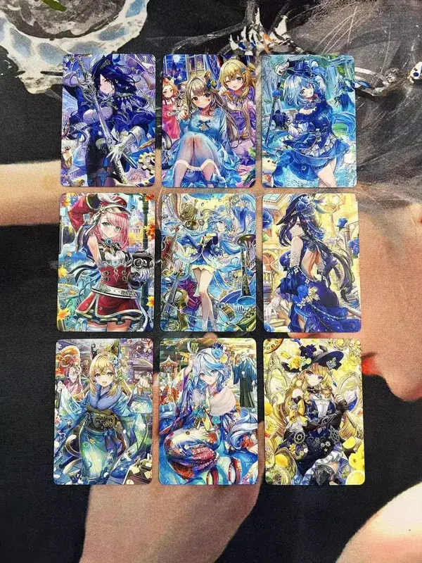 DIY Fanmade Mixed Genshin Honkai Waifu holografické laserové flash karty sběratelské herní hry