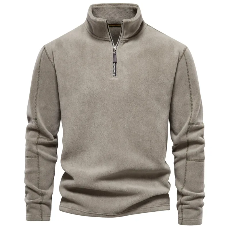 Brand Quality Thicken Warm Fleece Jacket para sa Lalaki Zipper Neck Pullover Men's Sweatshirt Soft Shell Mens Jacket