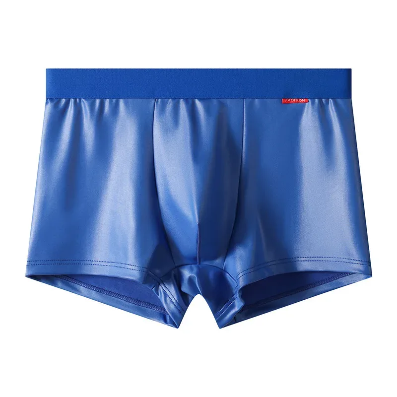 Läderimitation Underkläder Sexiga Slim Fit Boxershorts för män Koreansk Youth Bugle Pouch Undepant Bekväm Sport Trunk Stretch