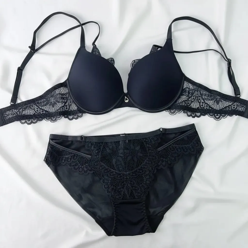 Women Sexy Push Up Bra Set Padded Lingerie Daily Casual Lace Bra Snd Panty Set Underwear Ladies Brief Set