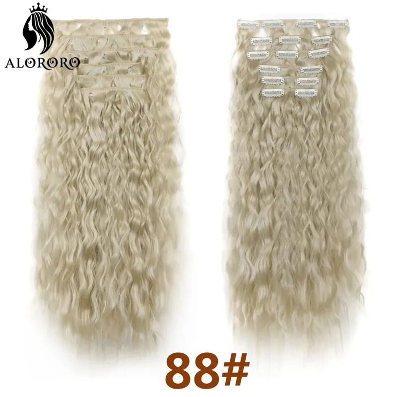 Alororo Synthetic Long Kinky Curly Clip In Hair Extension Full Head Afro Fake Hair Pieces Clip-on Blacke Brown Hair For Women