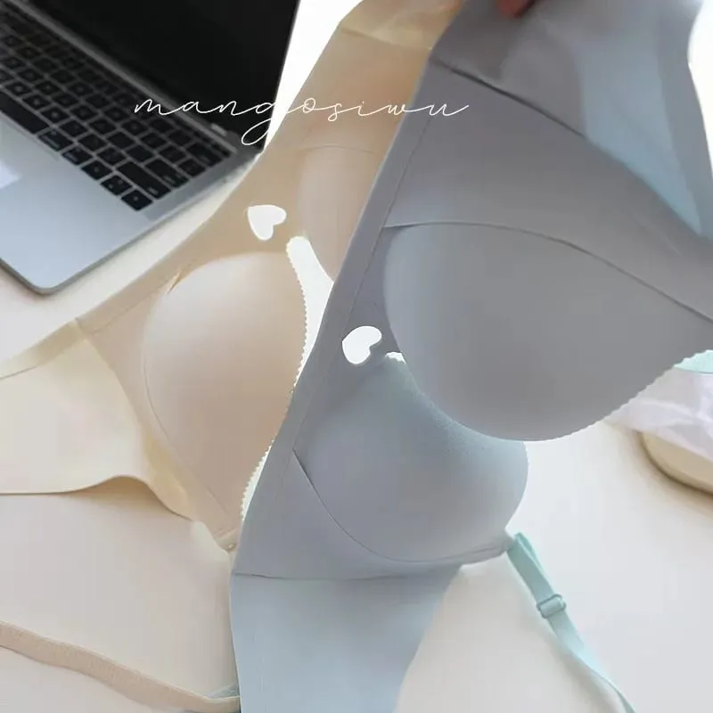 Sexy Heart-Shaped Hollow-Out Push-Up Lingerie Set Seamless Anti-Sagging Small Breast Gathering Without Underwire Bra Set