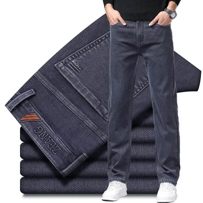 Jean extensible classique droit pour homme, en coton Lyocell, confortable, doux, pantalon Denim décontracté, pantalon gris pour le travail et les affaires, printemps