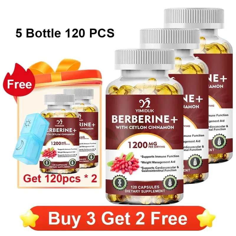 Berberine 1200mg Supplement Supports AMPK Activation Healthy Glucose Metabolism Immunity & Weight Control for Adults