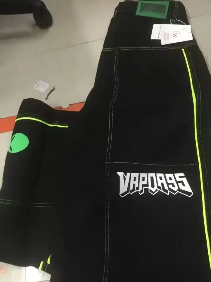 2026 European and American autumn winter jeans casual wide-leg Harajuku alien pattern trousers hip-hop high street gothic jeans