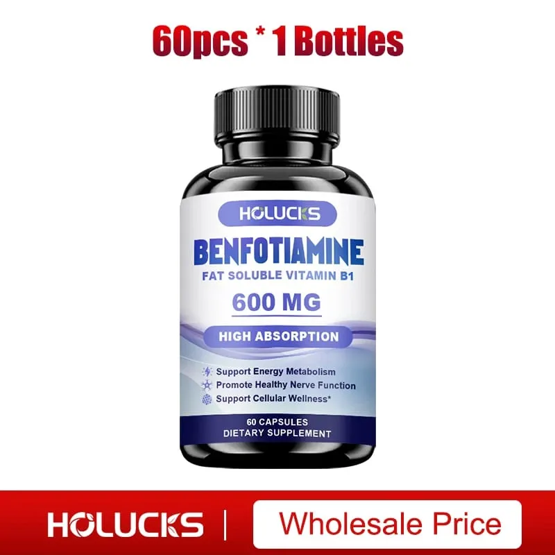 Benfotiaminové kapsle s vitamínem B1 rozpustným v tucích podporují zdraví nervů, energetický metabolismus a buněčnou pohodu pro muže a ženy