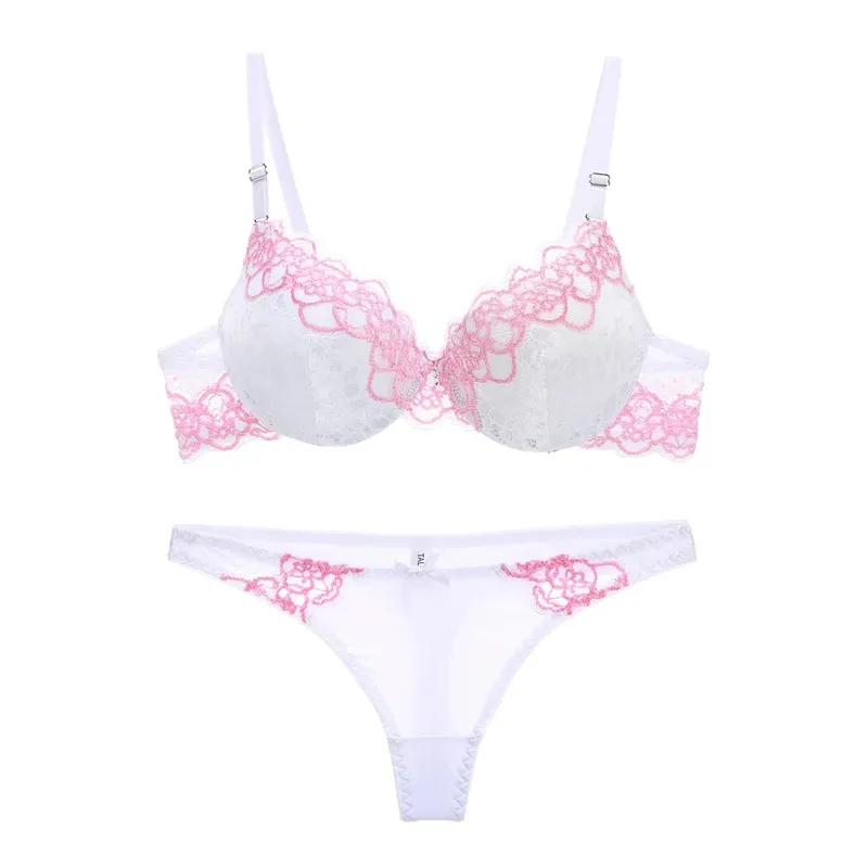 high-end brand New Arrival lace bra set push up underwear set women panties thin thick cup hollow lace intimates bras lingerie