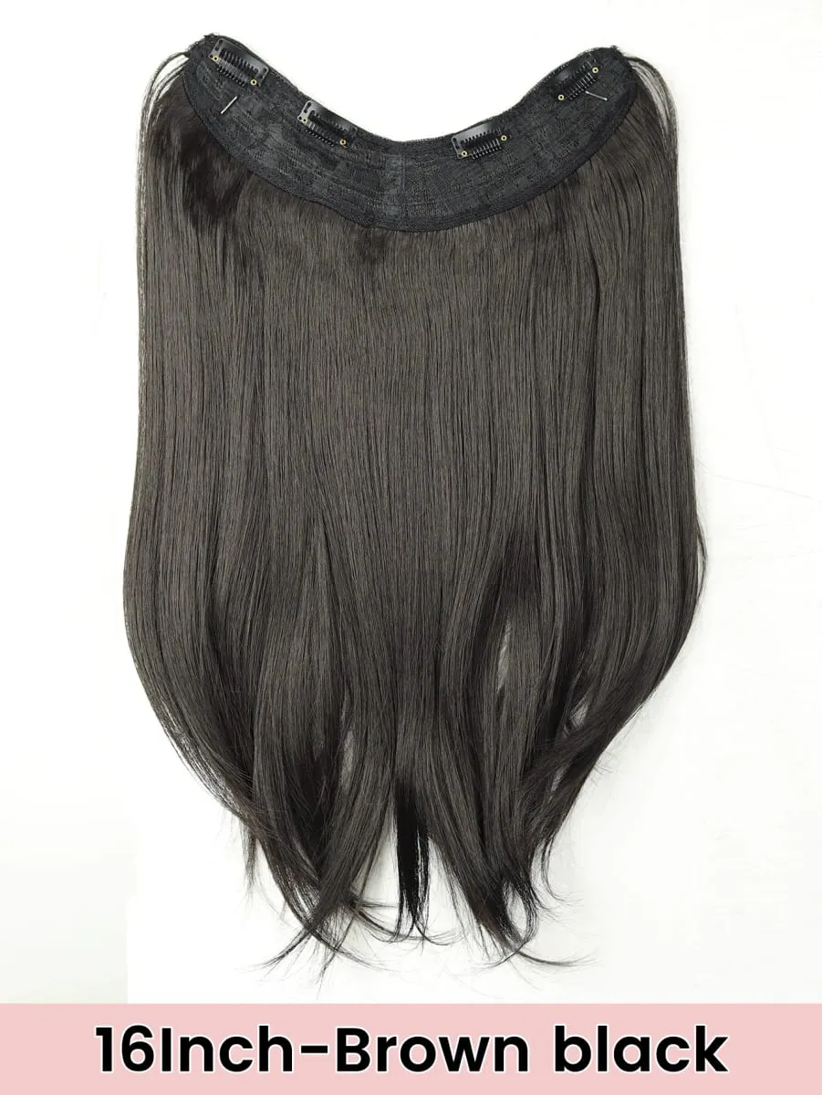 Synthetic V-Shaped Long Curly Wavy Hair Extension Synthetic Wig Layered Hair Extension Hair Pad Fluffy Top Increase Hair Volume