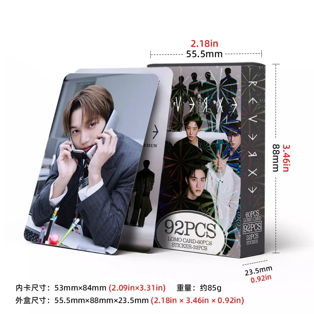 92pcs EXO New Album REVERXE Photocards Stickers Kpop Merch Lomo Cards Set Fans Collection Cards Gifts
