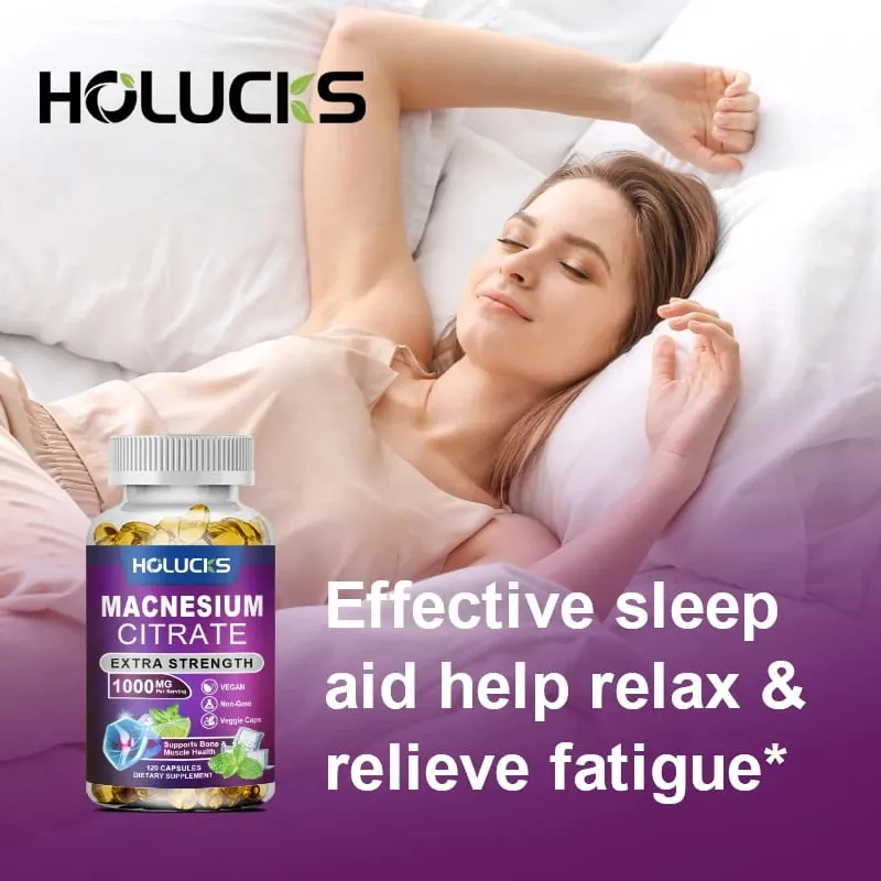 Beli 1 Gratis 1! Suplemen Magnesium Sitrat 1000mg untuk Menghilangkan Sembelit Kram Otot & Tidur Lebih Baik Wanita & Pria