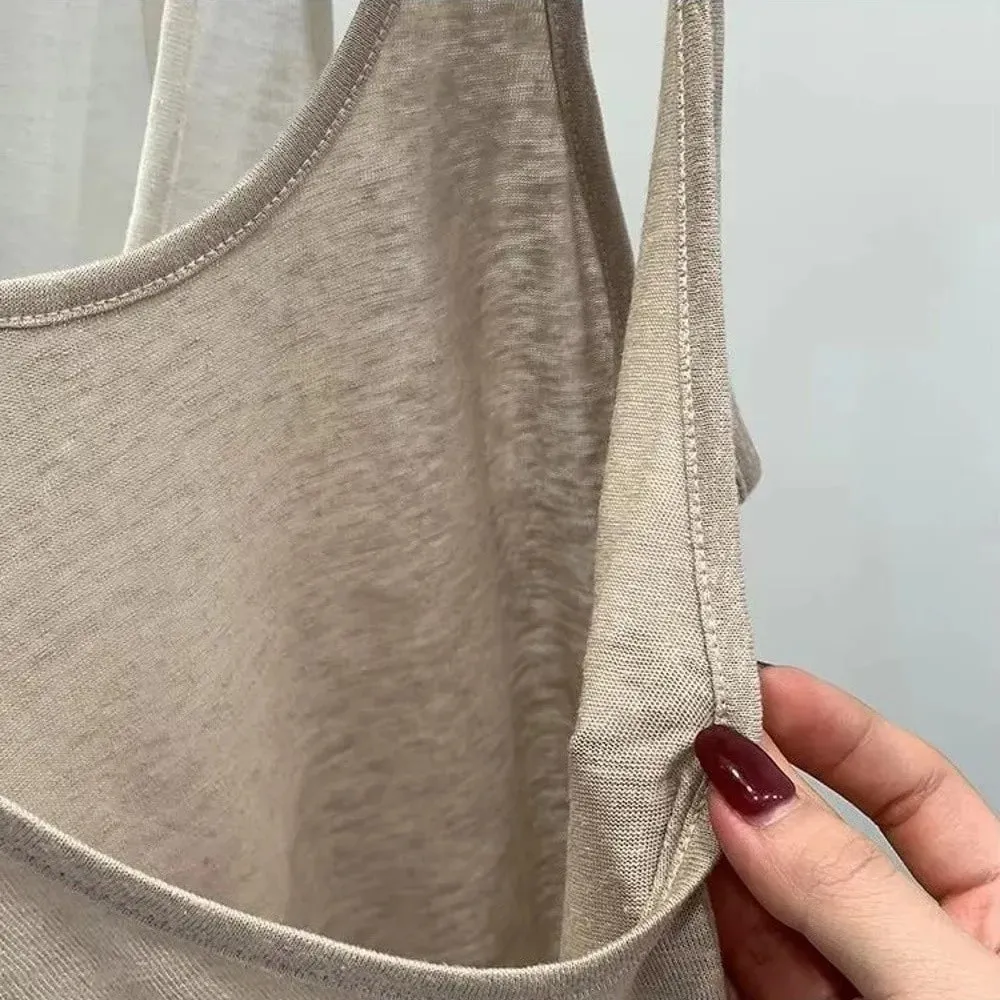 Plus Siz Women's Sleeveless Top High Low Neck Double Sided Wear Loose Fit Top Loose Drapey Style U Neck Halter Vest for Women