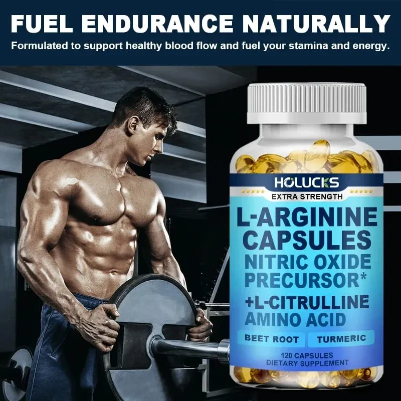 Premium L-Arginine Capsules with L-Citrulline & Turmeric Supports Muscle Pump Recovery & Overall Physical Performance