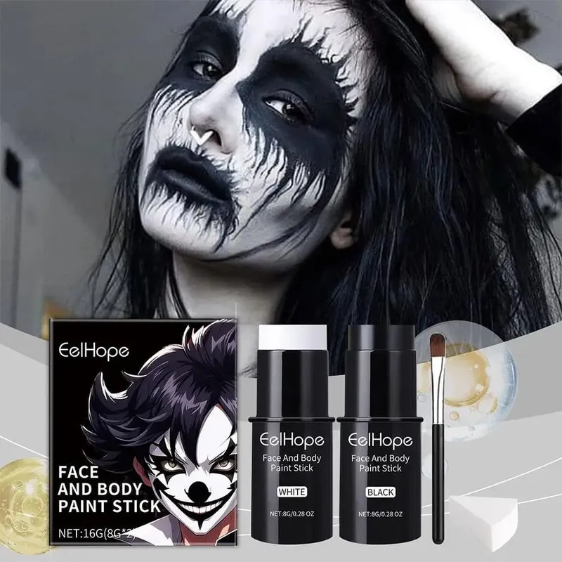 1 sada černé bílé oči barva na obličej tyčinka krémový make-up vodotěsné pero sportovní bezpečné pero na kostýmy párty lehké halloweenské Q5O1