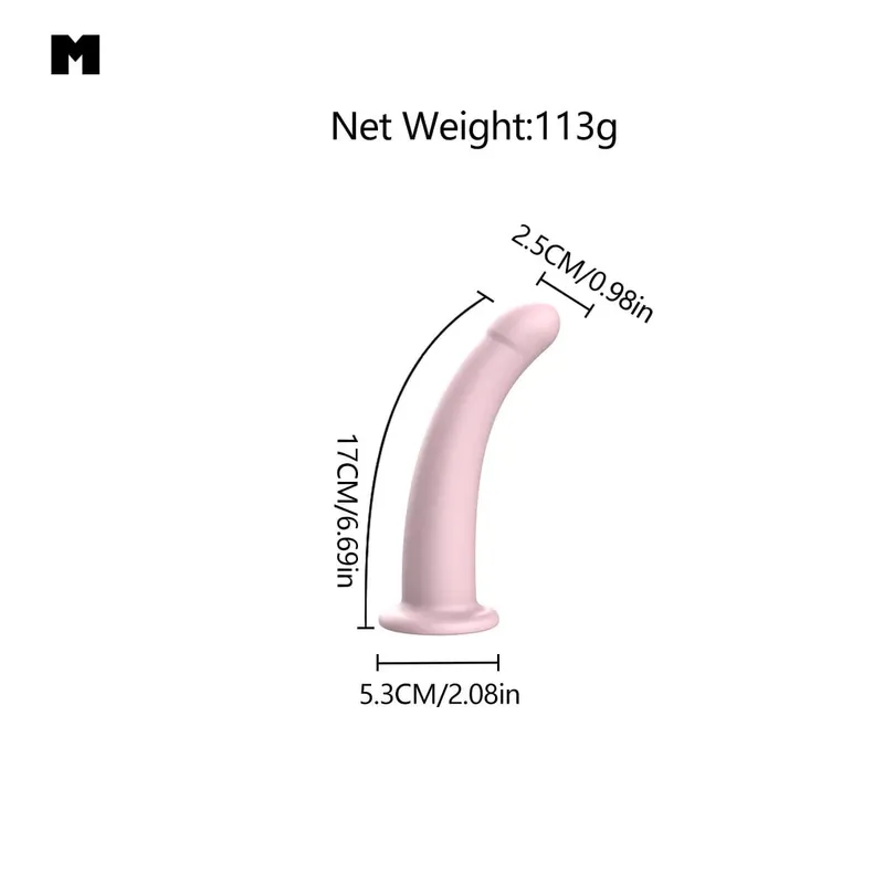 Adjustable Silicone Strap On Dildo Harness with Strong Suction Cup Slim Curved Pegging Dildo Wearable Sex Toy for Women Men Cou