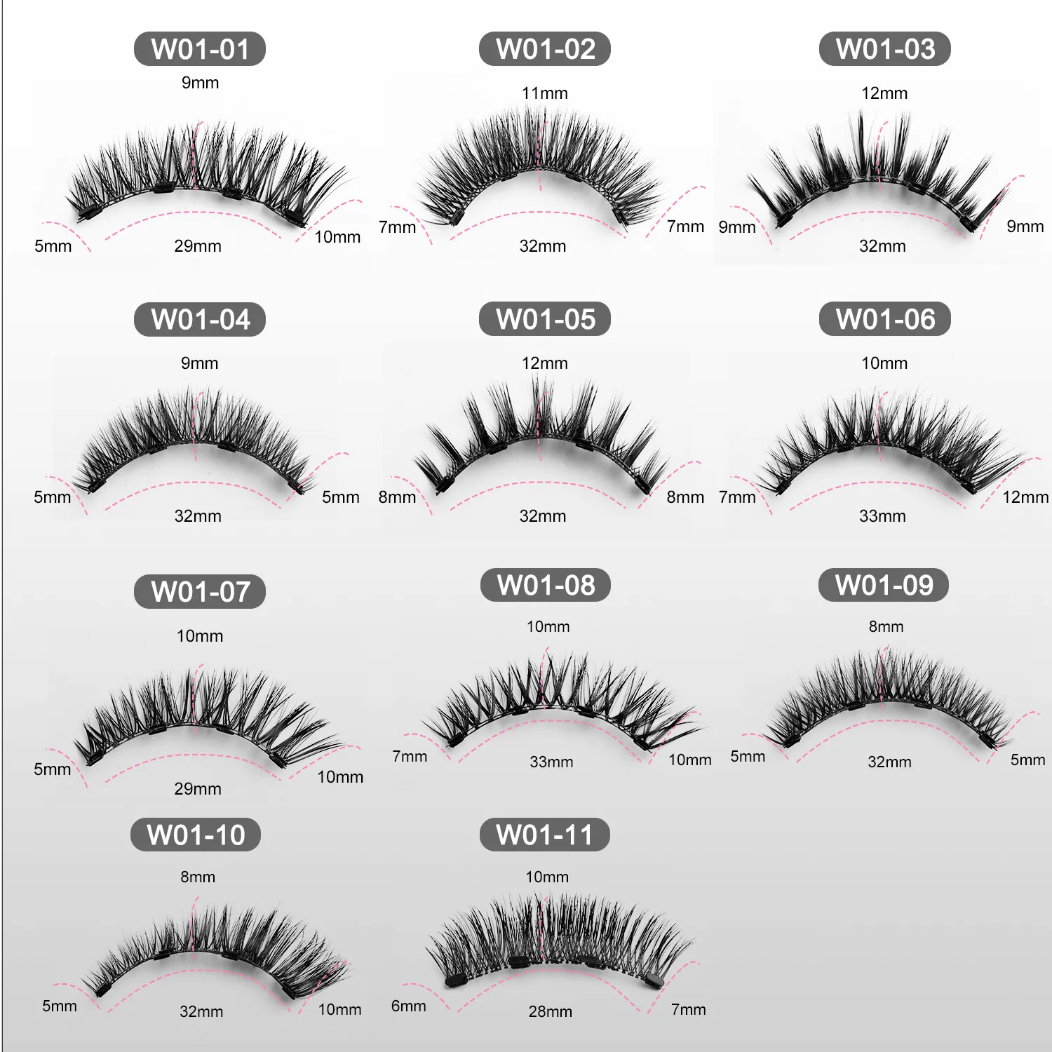 2Pairs Magnetic Eyelashes 3D Natural False Eyelash Reusable Easy Wear Eye Makeup Set Gluee-free Lashes
