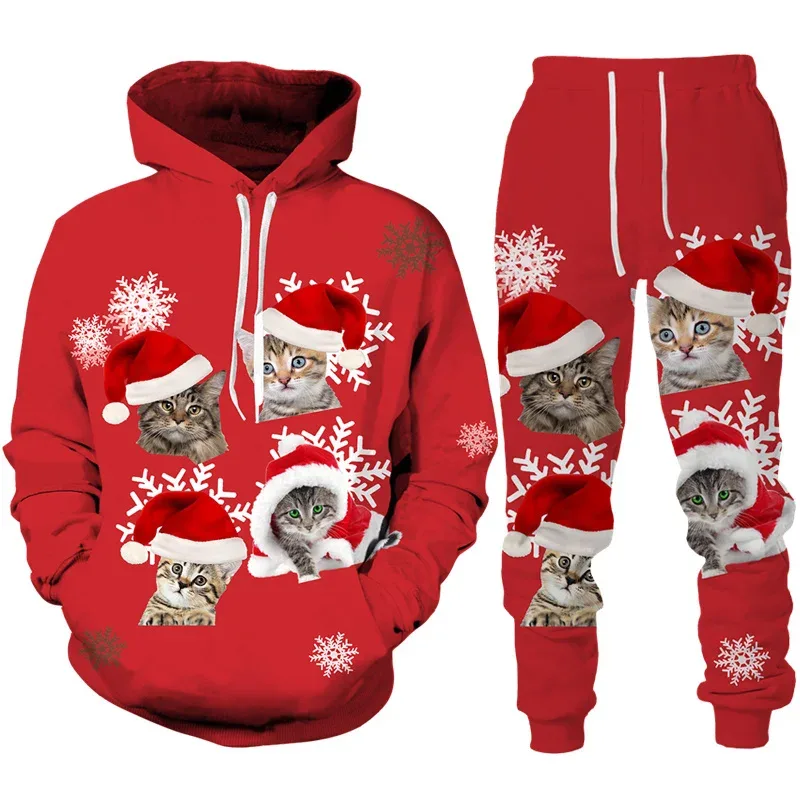 Fashion Funny Santa Claus 3D Print Tracksuit Set Man Woman Hoodie+Pants 2pcs Set Oversized Casual Christmas Party Couple Clothes — image 15