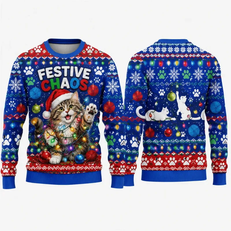 Gingerbread Man Ugly Christmas Sweatshirt 3D Graphic Crewneck Unisex Funny Candy Cane Xmas Party Holiday Pullover Gift Male Top