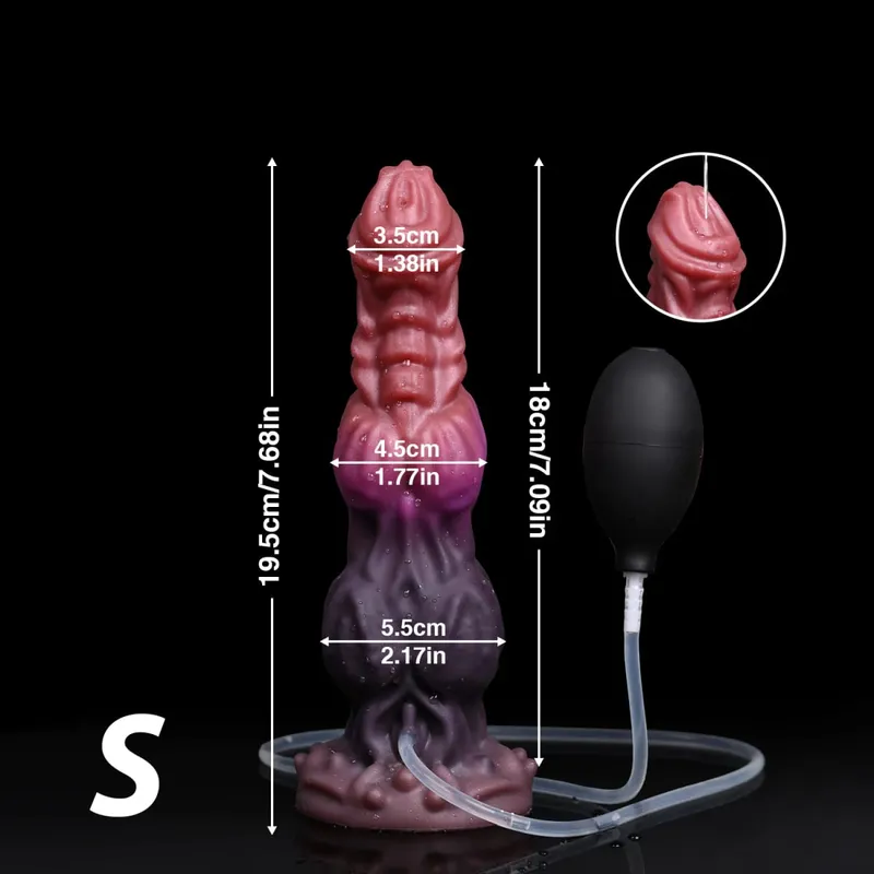 Ejaculation Monster Dildo Soft Silicone Penis Inflatable Big Knot Dildos Squirting Strong Sucker Dick Sex Toy for Women Men 18+