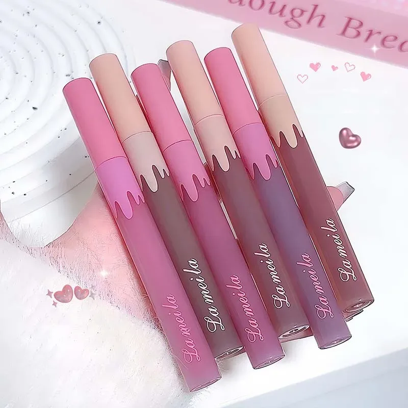 6warna Velvet Matte Lip Gloss Waterproof Non Stick Cup Silky Matte Hawthorn Red Lipgloss Lipgloss Seksi Lipstik Makeup Murah Gincu Kosmetik — image 6