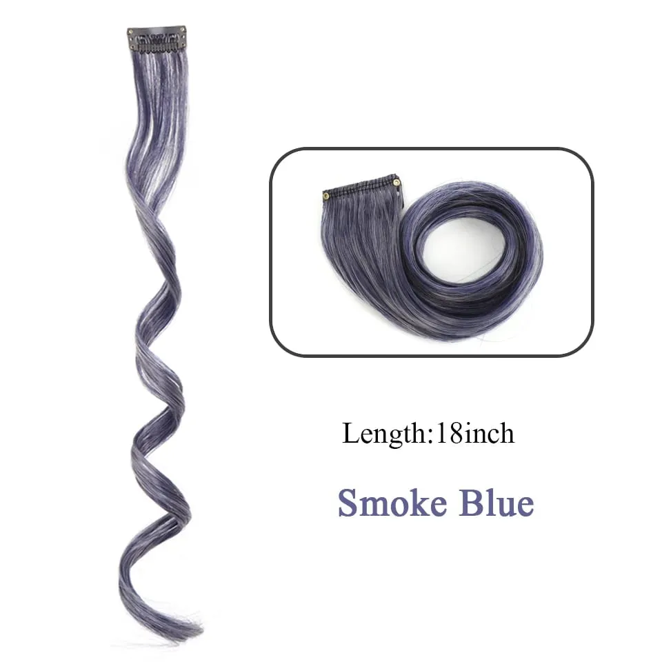 Tổng Hợp Kẹp Trong Một Miếng Nhiều Màu Sắc Làm Tóc Xoăn Tóc Tổng Hợp Miếng 18 "Dài Ombre Tóc Hồng Tím Đỏ xanh Dương
