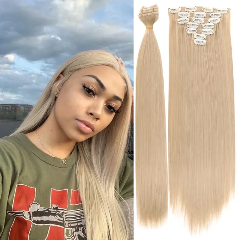 Synthetic 7 Pieces/Set 22 Inch Straight Hair Extensions Clip-In Extensions Christmas Halloween Hair Extensions