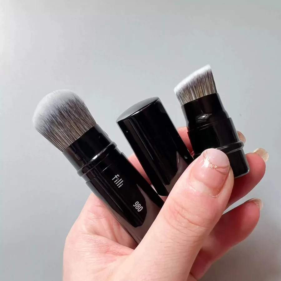 1pc Portable Dual ended Foundation Makeup brush Travel size Powder Base Make up brushes Angled Liquid Foundation Beauty tool 980 — image 2
