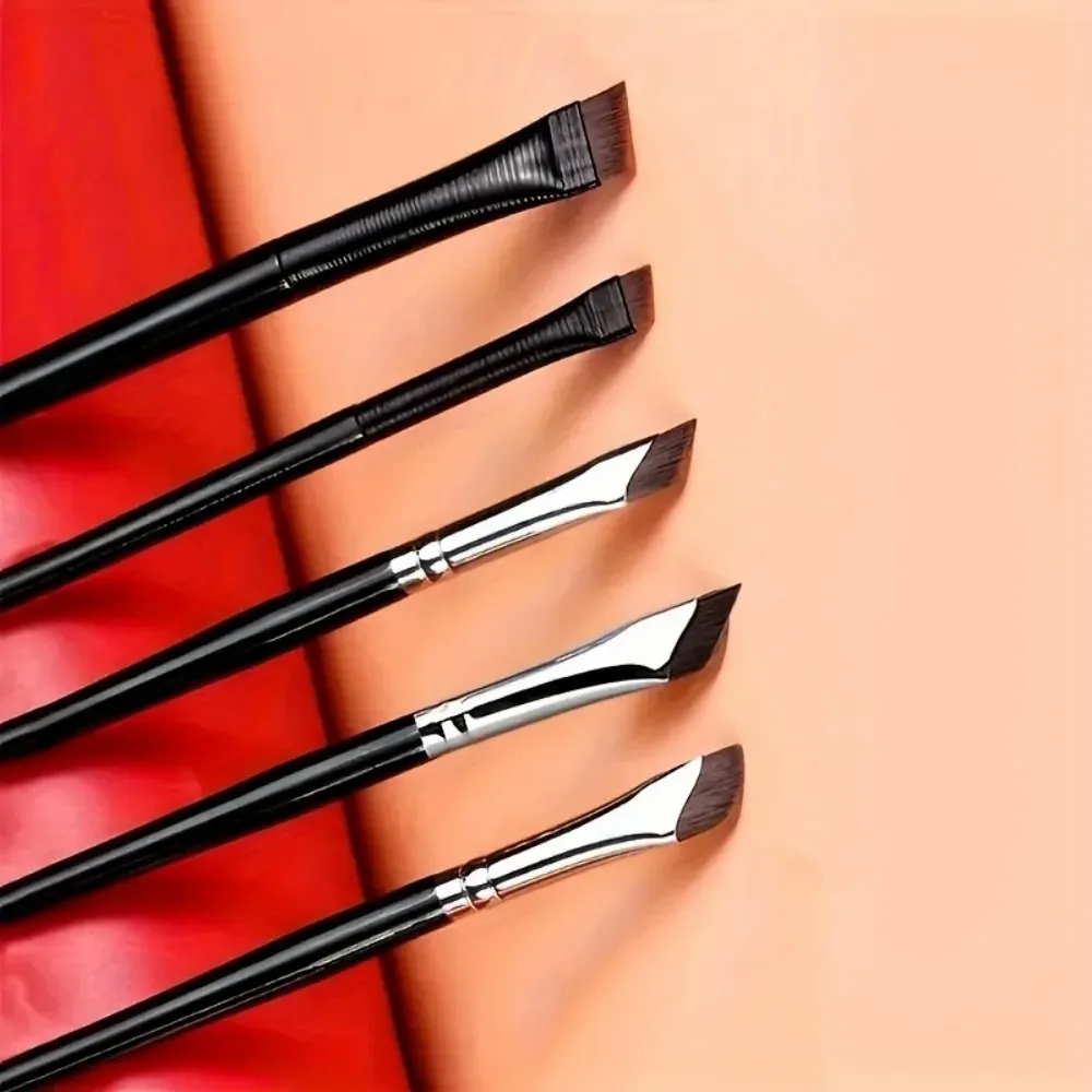 5 Buah Set Kuas Eyeliner Presisi Kuas Alis Eyeliner Miring dengan Pegangan Panjang untuk Kuas Rias Mata Artis Rias Pemula