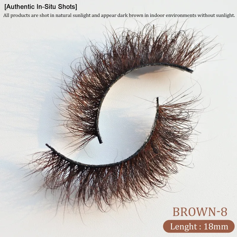 `Dark Brown 3D Mink False Eyelashes Fluffy Wispy Volume Strip Lashes Soft Handmade Brown Mink Lashes Natural Makeup Eye Beauty T
