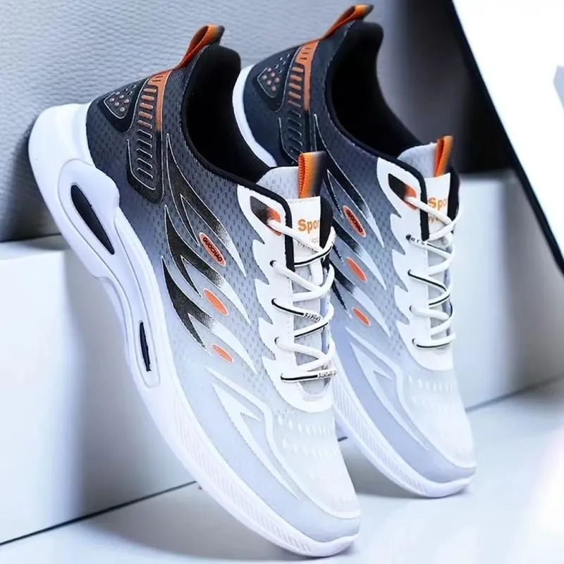 Summer Sneakers for Men Mesh Breathable Running Shoe Lace Up Trend Wear Resistant Platform Shoes Comfortable Soft Sole Men Shoes