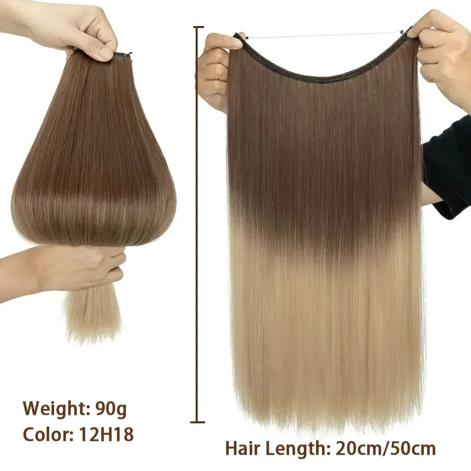 Syntetické Bez klipů Přírodní Prodlužování vlasů Ombre Černá Blond Jednodílný Dlouhý Rovný Neviditelný Drát Umělý Umělý Vlas