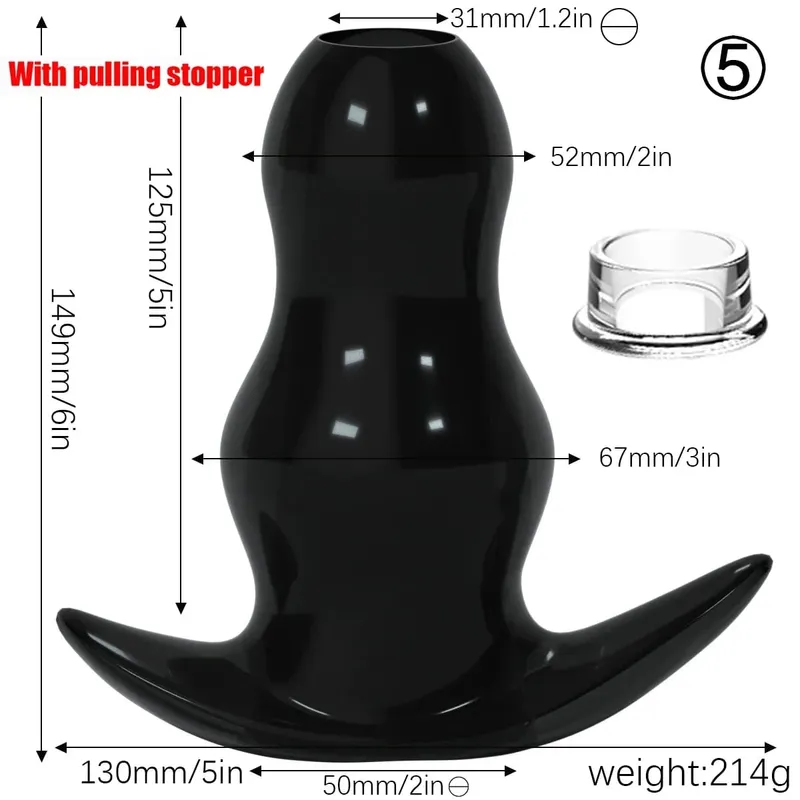Purple TPE Hollow Tunnel Butt Plug Set - Graduated Open Anal Stretcher Plugs Flexible Sex Toy for Men & Women