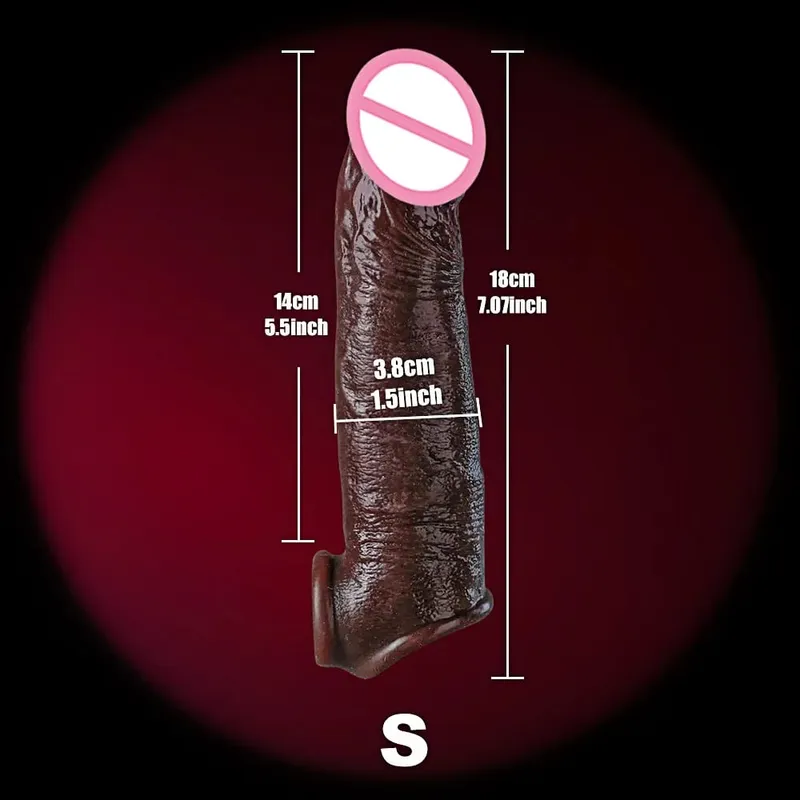 Realistisk 8''Penis Sleeve Sexlegetøj Til Mænd Silikone Penis Kondom Genanvendelig Penis Sleeve Penis Extender Mandlige Par Voksenlegetøj