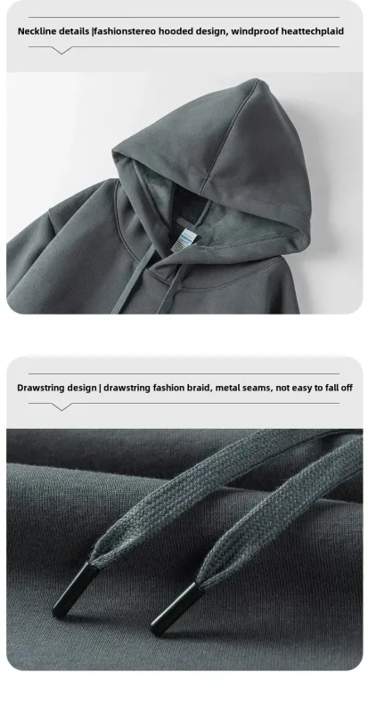 Customized Your Brand Logo DIY Design 600GSM Mens Hoodies High-quality Women Sweatshirt Solid Color Cotton Loose Streetwear