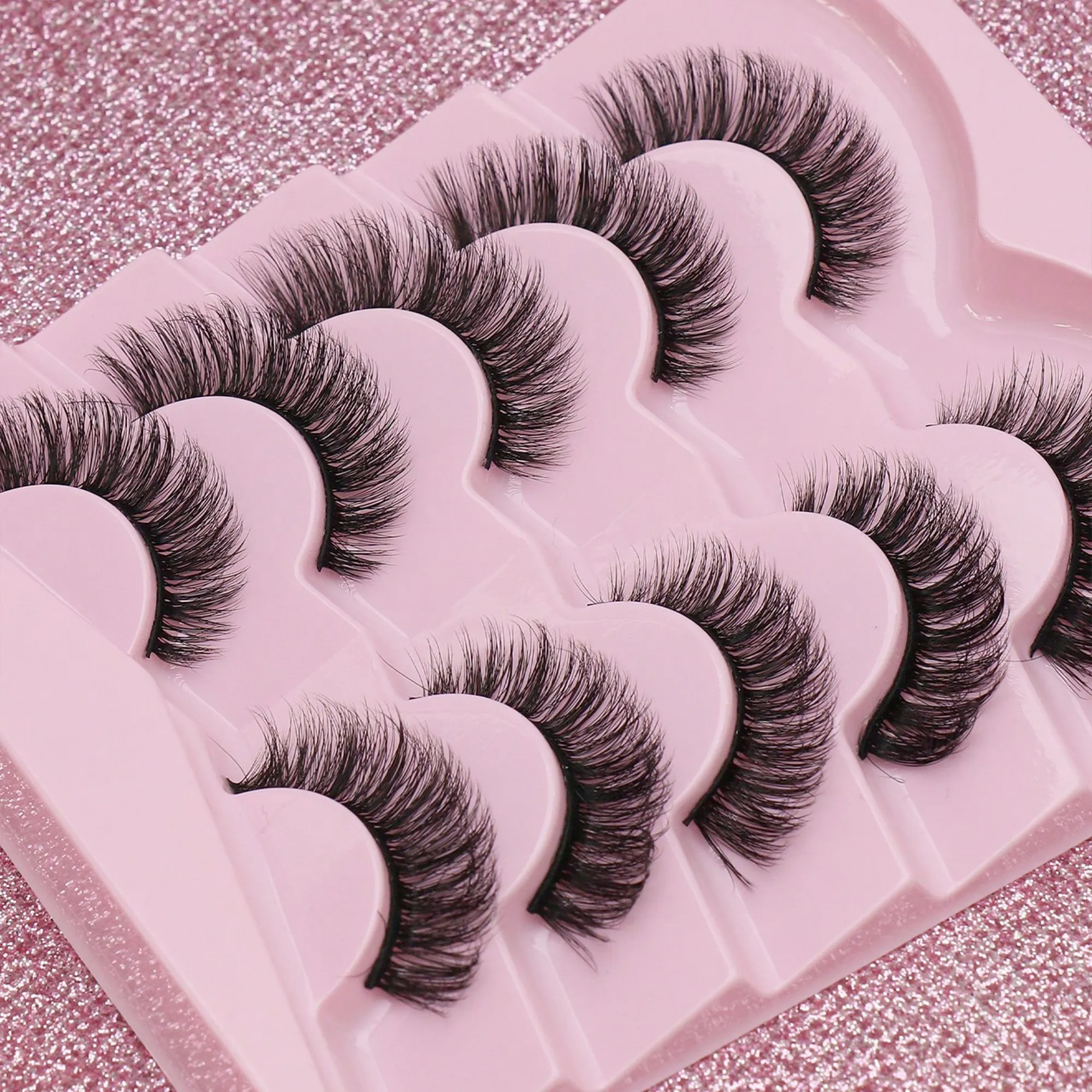 5 Ζεύγη βλεφαρίδων Cat Eye Faux Βλεφαρίδες Βιζόν Βλεφαρίδες με φτερωτό τέλος μακριές βλεφαρίδες Φυσικές μακριές βλεφαρίδες Manga Ψεύτικες βλεφαρίδες Μακιγιάζ