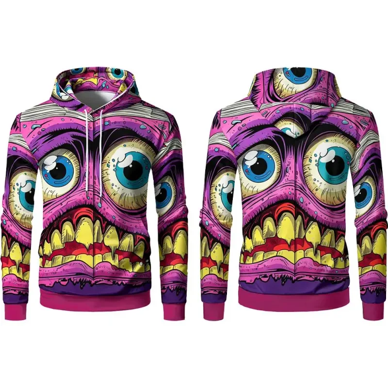 Y2K Spooky Halloween 3D Print Hoodie Men Women Scary Creature Eyeball Graphic Pullover Autumn Holiday Party Cosplay Sweatshirt β image 2