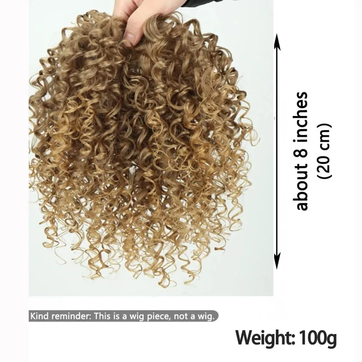 8inch Fluffy Natural Afro Kinky Curly Short Hair Toppers Hairpieces Clip-on Synthetic Hair Pieces for Women with Thinning Hair