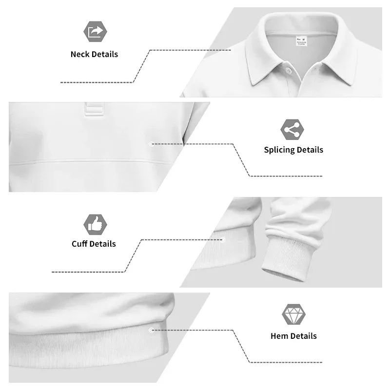 Men Lapel Polo Sweatshirt, Color Block Long Sleeve Pullover, Loose Solid Casual Top for Spring Autumn Daily Outfit — image 20