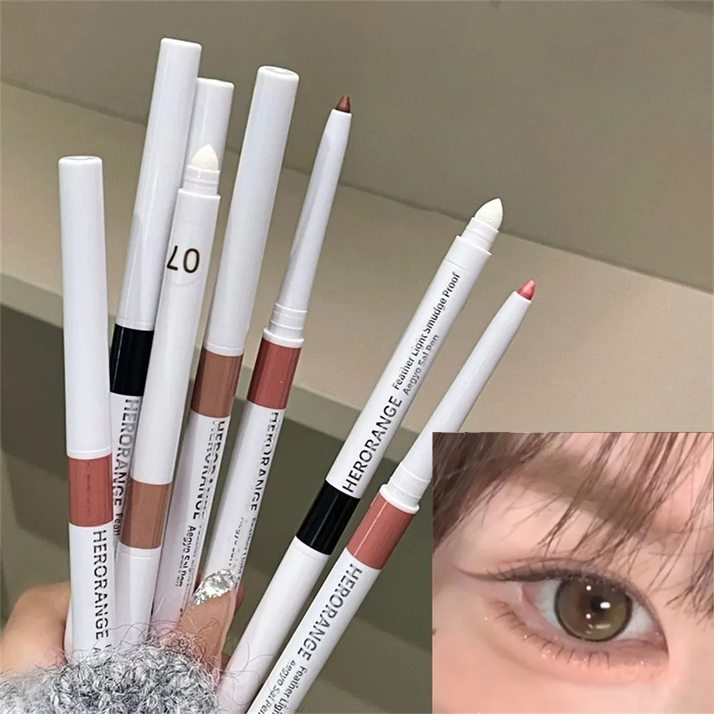 Double-ended Ultra-fine Gel Eyeliner Pencil Pink Brown Under Highlighter Pen Waterproof Matte Aegyosal Lying Silkworm Eye Makeup