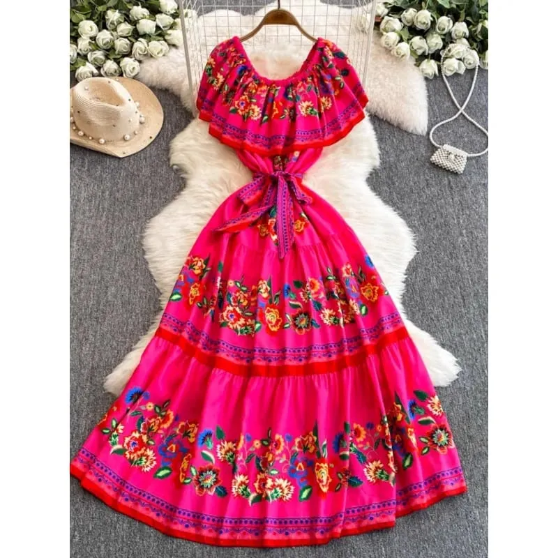 French Court Floral One Shoulder Summer 