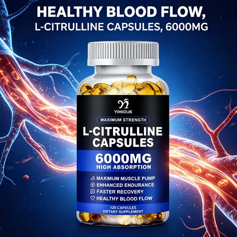 Maximum Strength L-Citrulline Capsules Support Blood Vessels Stamina Muscle Soreness for Bodybuilding & Strength Training
